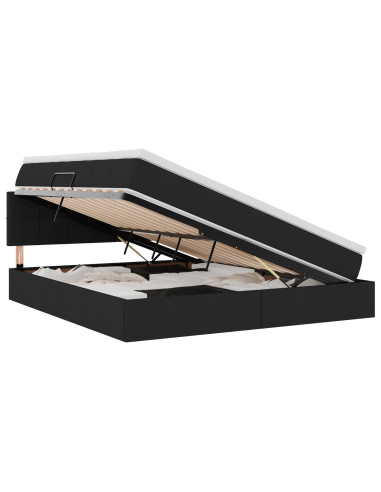 Letto con contenitore e LED con led Nero 160 x 200 cm Tessuto