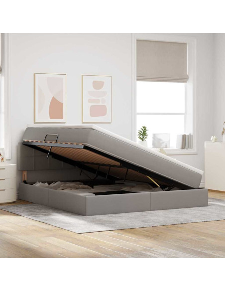 Letto con contenitore e LED con led Talpa 160 x 200 cm Tessuto
