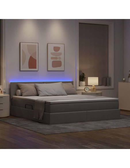Letto con contenitore e LED con led Talpa 160 x 200 cm Tessuto