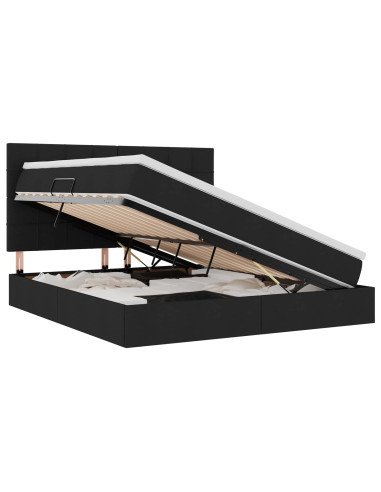 Letto con contenitore e LED Nero 160 x 200 cm Poliestere