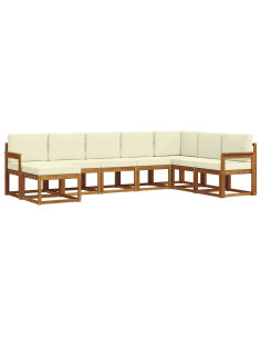 Set di divani con cuscino 8 pcs Naturale e Crema 2