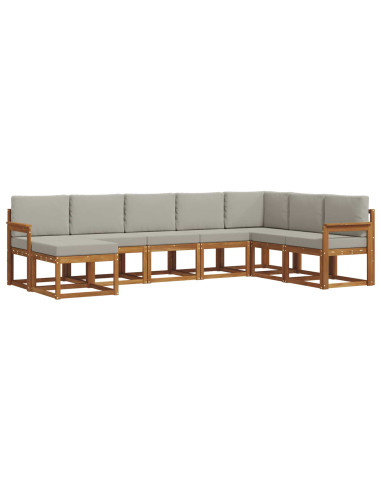 Set di divani con cuscino 8 pcs Grigio Naturale e Chiaro