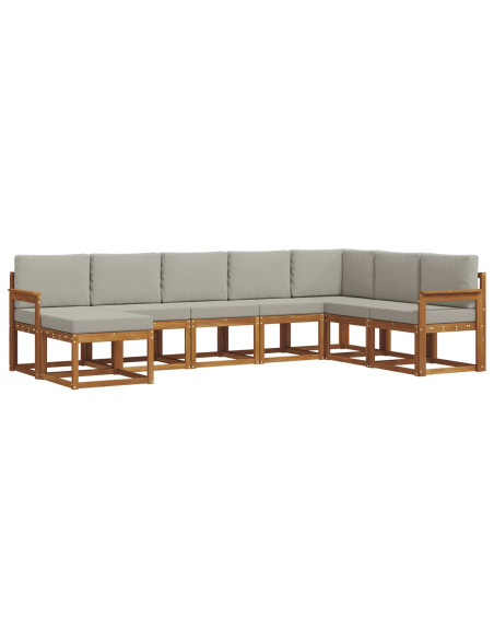 Set di divani con cuscino 8 pcs Grigio Naturale e Chiaro