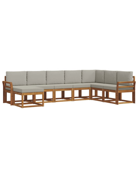 Set di divani con cuscino 8 pcs Grigio Naturale e Chiaro