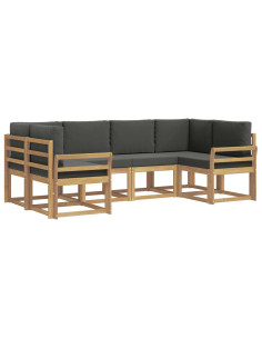 Set di divani da esterno con cuscino 6 pcs Bianco e Antracite 2