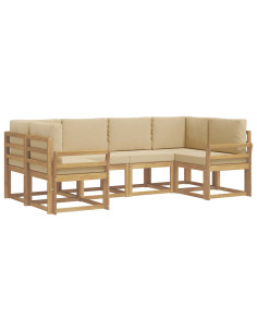 Set di divani da esterno con cuscino 6 pcs Bianco e Beige 2