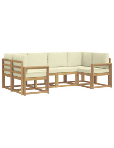 Set di divani da esterno con cuscino 6 pcs Bianco e Crema 2