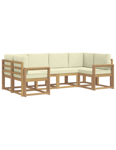 Set di divani da esterno con cuscino 6 pcs Bianco e Crema