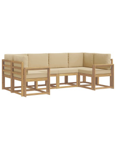 Set di divani da esterno con cuscino 6 pcs Bianco e Beige 2
