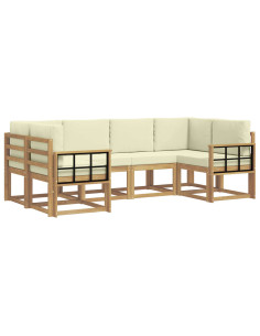 Set di divani da esterno con cuscino 6 pcs Bianco e Crema 2