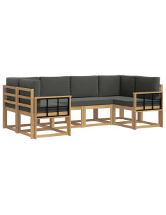Set di divani da esterno con cuscino 6 pcs Bianco e Antracite 2
