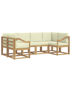 Set di divani da esterno con cuscino 6 pcs Bianco e Crema 2