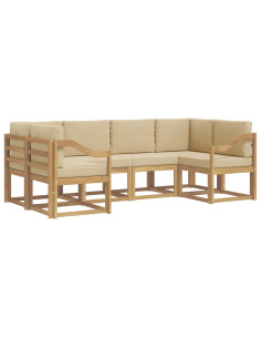 Set di divani da esterno con cuscino 6 pcs Bianco e Beige 2