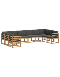 Set di divani da esterno con cuscino 10 pcs Bianco e Antracite 2