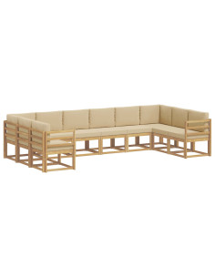 Set di divani da esterno con cuscino 10 pcs Bianco e Beige 2