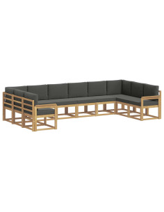 Set di divani da esterno con cuscino 10 pcs Bianco e Antracite 2
