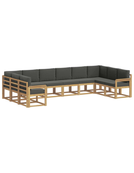 Set di divani da esterno con cuscino 10 pcs Bianco e Antracite