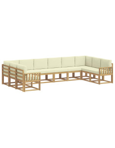 Set di divani da esterno con cuscino 10 pcs Bianco e Crema 2
