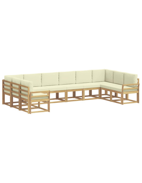 Set di divani da esterno con cuscino 10 pcs Bianco e Crema