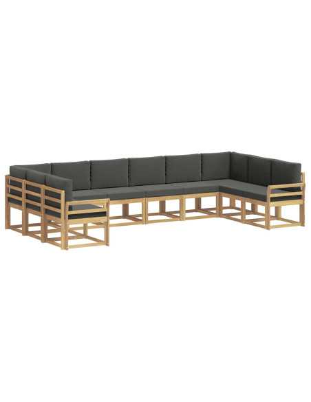 Set di divani da esterno con cuscino 10 pcs Bianco e Antracite