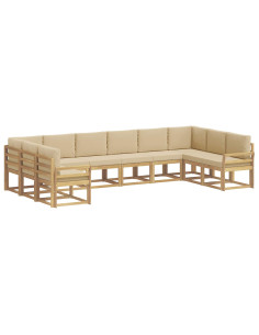 Set di divani da esterno con cuscino 10 pcs Bianco e Beige 2