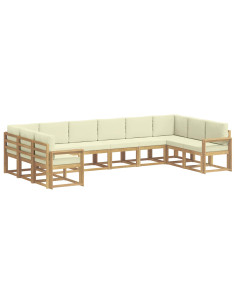 Set di divani da esterno con cuscino 10 pcs Bianco e Crema 2