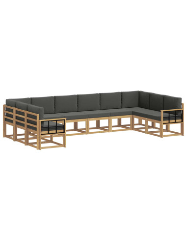 Set di divani da esterno con cuscino 10 pcs Bianco e Antracite