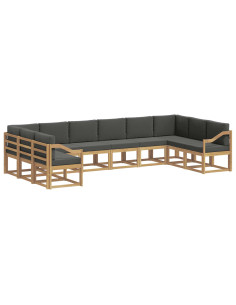 Set di divani da esterno con cuscino 10 pcs Bianco e Antracite 2