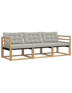 Set di divani da esterno 3 pcs Bianco e Grigio Chiaro 2
