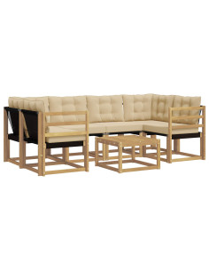 Set di divani da esterno con cuscino 7 pcs Bianco e Beige 2