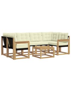 Set di divani da esterno con cuscino 7 pcs Bianco e Crema 2