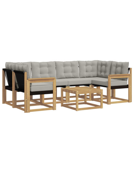 Set di divani da esterno 7 pcs Bianco e Grigio Chiaro