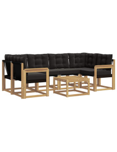 Set di divani da esterno con cuscino 7 pcs Bianco e Nero 2