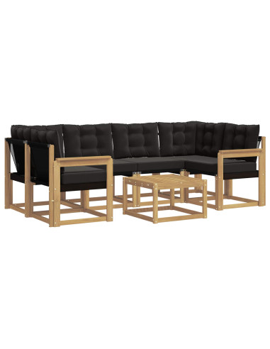 Set di divani da esterno con cuscino 7 pcs Bianco e Nero