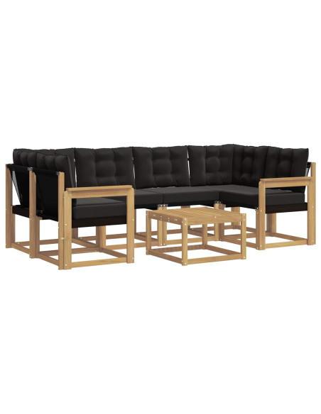 Set di divani da esterno con cuscino 7 pcs Bianco e Nero
