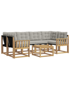 Set di divani da esterno 7 pcs Bianco e Grigio Chiaro 2