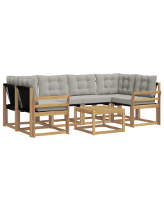 Set di divani da esterno 7 pcs Bianco e Grigio Chiaro 2