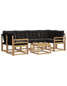 Set di divani da esterno con cuscino 7 pcs Bianco e Nero 2
