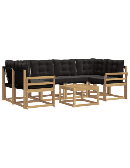 Set di divani da esterno con cuscino 7 pcs Bianco e Nero
