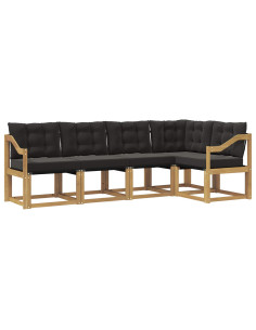 Set di divani da esterno con cuscino 5 pcs Bianco e Nero 2