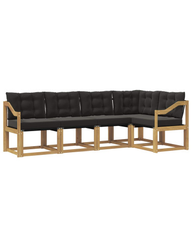 Set di divani da esterno con cuscino 5 pcs Bianco e Nero