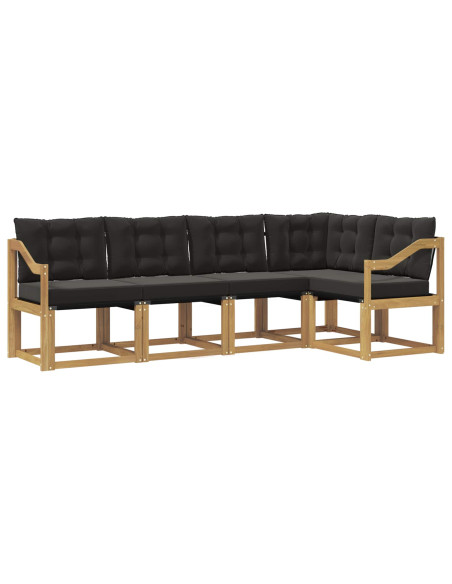 Set di divani da esterno con cuscino 5 pcs Bianco e Nero