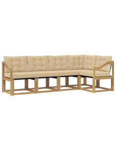 Set di divani da esterno con cuscino 5 pcs Bianco e Beige 2