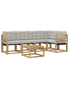 Set di divani da esterno 6 pcs Bianco e Grigio Chiaro 2
