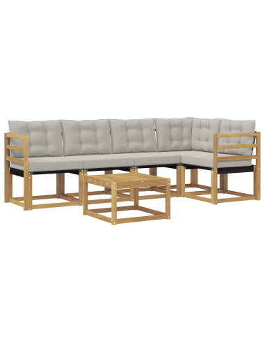 Set di divani da esterno 6 pcs Bianco e Grigio Chiaro