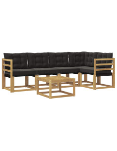Set di divani da esterno con cuscino 6 pcs Bianco e Nero 2