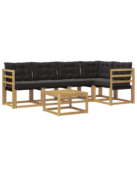 Set di divani da esterno con cuscino 6 pcs Bianco e Nero