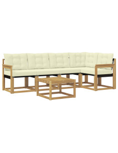 Set di divani da esterno con cuscino 6 pcs Bianco e Crema 2