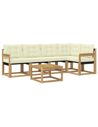 Set di divani da esterno con cuscino 6 pcs Bianco e Crema