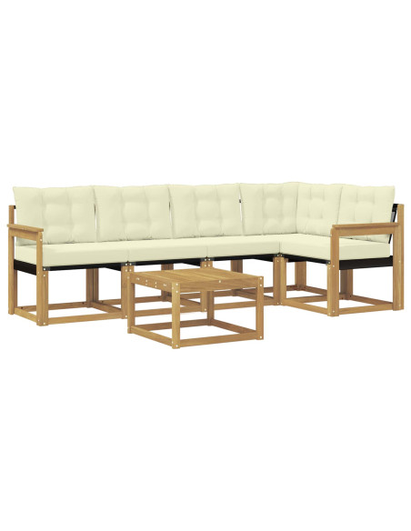 Set di divani da esterno con cuscino 6 pcs Bianco e Crema
